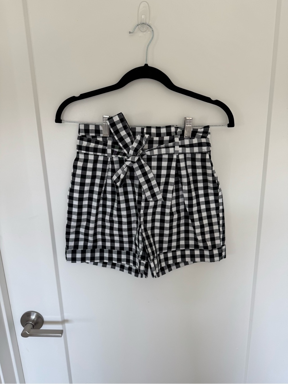 A new Day Black & White Gingham Paperbag Waist Shorts XXS